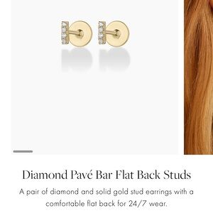Gold Diamond Pavé Bar Earrings